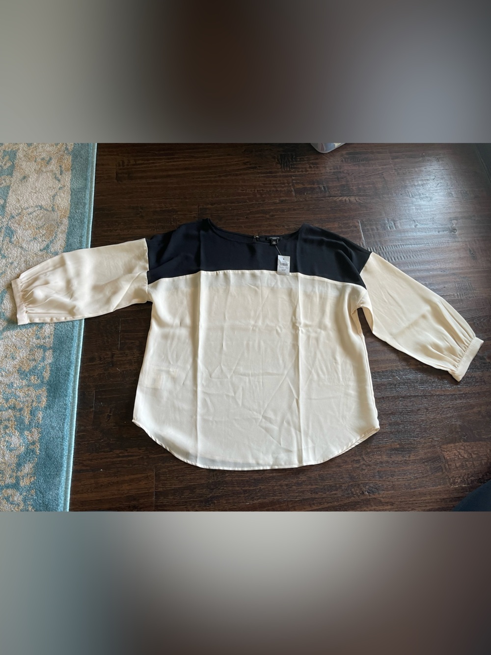 Ann Taylor Two-Tone Black and Cream Blouse